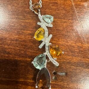 Elegant Multi-Color Gemstone Pendant Necklace